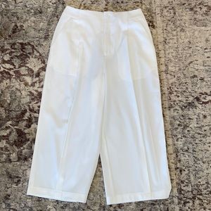 Oak + Fort High Rise Pleat Front Cropped Trousers